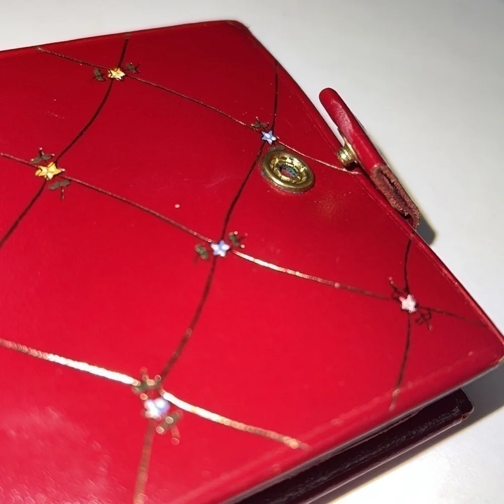 Vintage Red Leather Bifold Snap Wallet